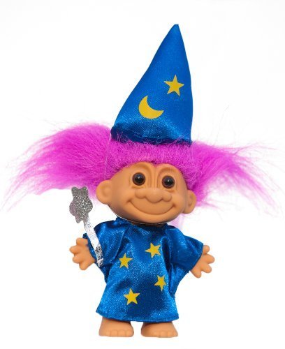 My Lucky WIZARD w/Wand 6 Troll Doll - Fusia Hair by Russ Berrie
