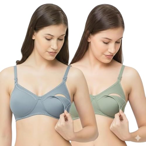Women's Nursing Bra, Full Coverage, Seamless Cups, Easy Clasp Opening, Cotton-Rich, Anti-Slip Straps-image-48