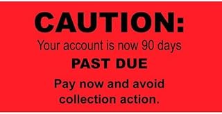 Red Caution Account is 90 Days Past Due Labels - 2” x 1”, 500 Labels/Roll, Red with Black Print | Apply to Invoices, Overdue Billing and Documents | LabelValue Brand
