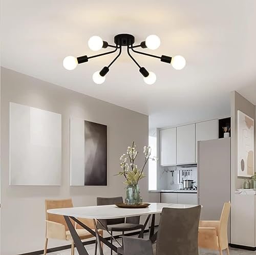 Image of Metal Nordic Pendant Lights Lamps Modern Ceiling Light Hanging Lamp Home Decor Chandelier.(Bulb Not Included) (153 /6 Light Black)