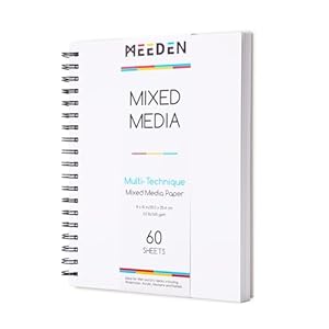 MEEDEN Papierblock mit gemischten Medien: 20, 3 x 25, 4 cm, 50, 8 kg/165 g/m², Spiralbindung, gemischte Medien, Skizzenbuch mit DIY-Einband, 60 Blatt Kunst-Zeichenpapier, Skizzenblock für Künstler