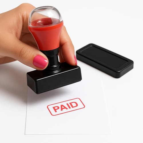 Image of ASPL Pre-Inked Paid Stamp (Red) | Self-Inking Office Rubber Stamp | Clear & Smudge-Free Impressions | Compact Design for Bills, Invoices & Documents