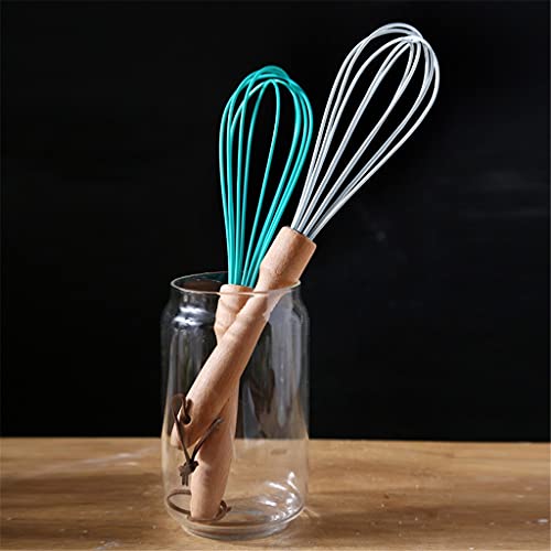 Sdfgh Egg Beater Wood Handle Egg Whisk Kitchen Utensils Manual Cream Butter Whisk Egg Mixer Silicone Kitchen Whisk Egg Cooking Tools (Color : Blue, Size : 30Cm*6 Cm) #TOP5
