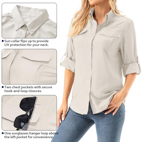 Women's UPF 50+ Long Sleeve UV Shirts Sun Protection Outdoor Cool Quick Dry Fishing Hiking Safari Travel Gardening Shirts3