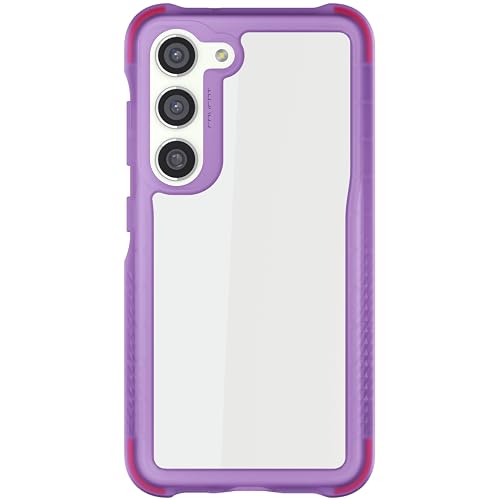Image of Ghostek Covert Clear Galaxy S23 Phone Case with Military Grade Shockproof Protection, Non-Slip Grip, Protective Silicone Cover Designed for 2023 Samsung S23 (6.1 inch) (Purple)