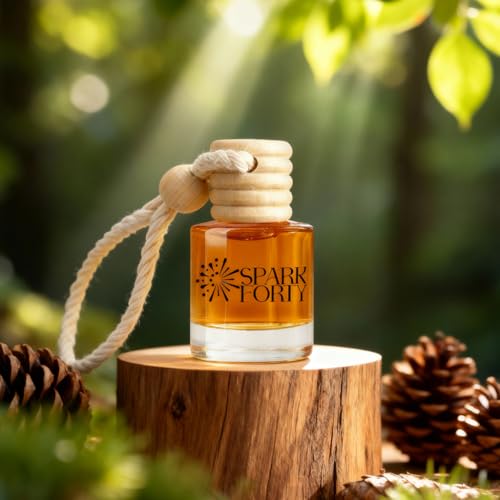 Image of Forest Woods Car Air Freshener Hanging | Car Perfume, 0.27 fl oz (8 ml) | 30-Day Luxury Glass Diffuser | Pine, Cedar & Green Herbal Layers | Long-Lasting Woodsy Scent
