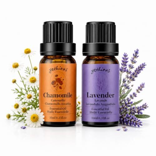 yethious Lavender and Chamomile Essential Oil Set, 2 x 10 mL...