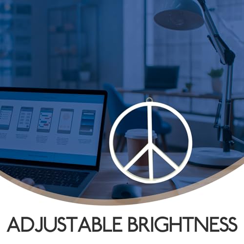 Image of OSALADI Neon Peace Sign Led Light 8.66 Inch Battery Operated USB Powered Night Lamp Light up Peace Sign for Wall Decor for Bedroom Party Home