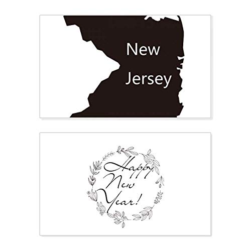 Felicitación de año nuevo: tarjeta conmemorativa de New Jersey con mapa de Estados Unidos