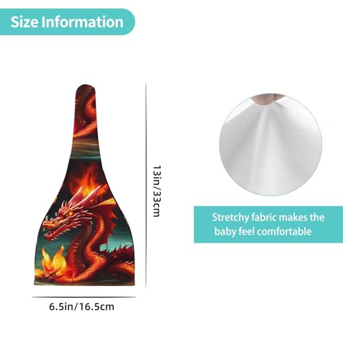 Newborn Baby Hat, Dragon King in Fire Print Soft Top Knot Beanie Cap, Cute Baby Headwear for 0-6 Months Black4