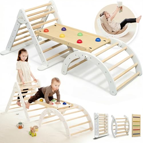 Lululearn&reg; Kletterdreieck, Kletterbogen & Rampe [FALTBAR] ideal f&uuml;r Indoor & Garten - Kletterger&uuml;st ab 1 Jahr, Montessori Spielzeug f&uuml;r aktives Lernen - Jetzt Entdecken! (Wei&szlig;)