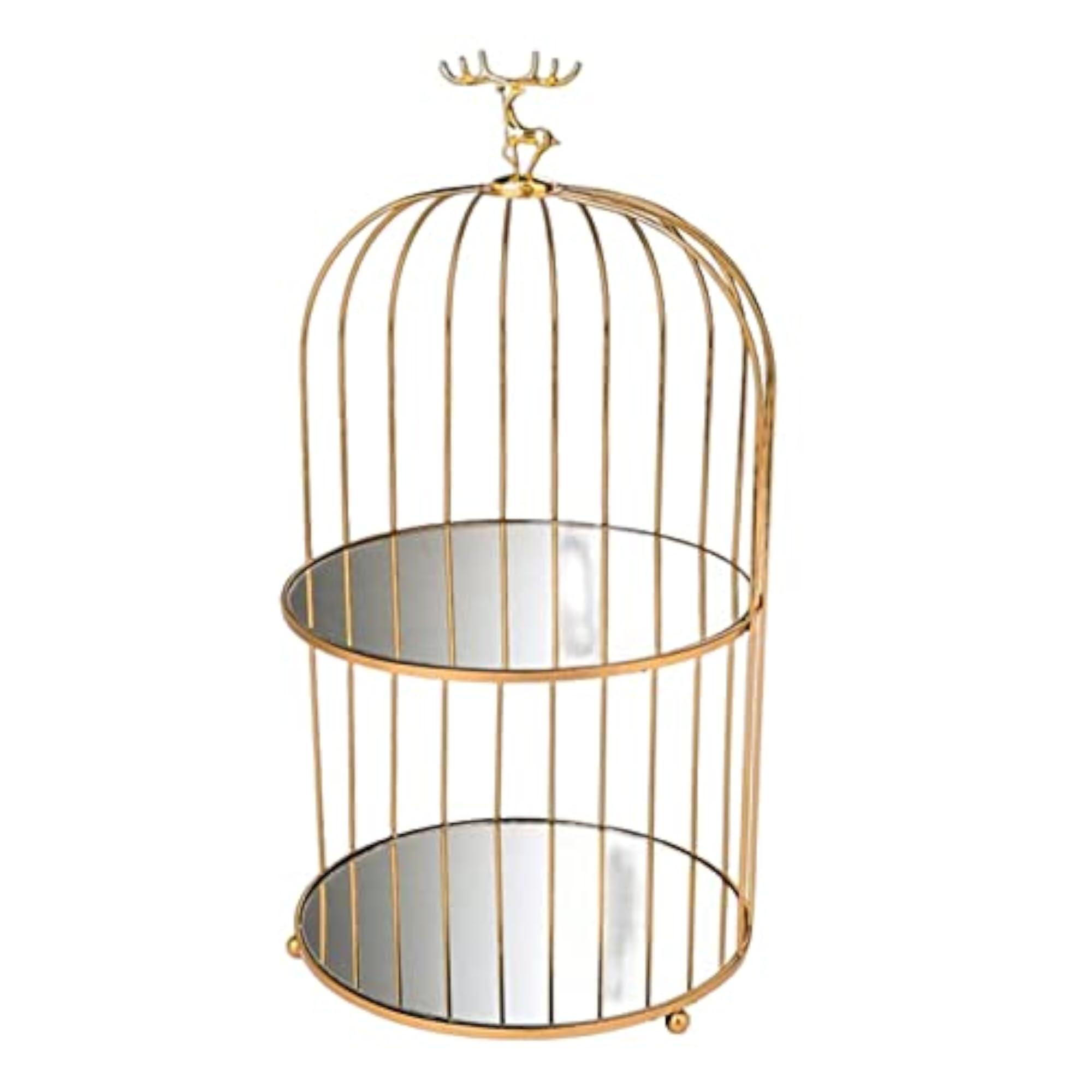 Metal Bird Cage Rack Cosmetic Organizer, Double Layers