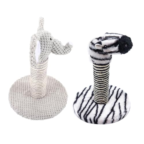 BESPORTBLE 2 postes rascadores para gatos con diseño elefante y cebra miniatura 1