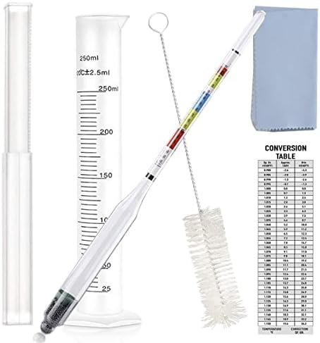 Triple Scale Hydrometer Test Kit For Wine, Beer, Mead & Distilling - Alcohol, Specific Gravity, Tralle