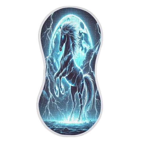 Electric Horse Moonlight Baby Burp Cloths Muslin Burp Cloths Soft Burp Cloth Burp Rags Cotton Burp Clothes Absorbent for Unisex Boy Newborn Girl 1 Pack 22x11 Inches