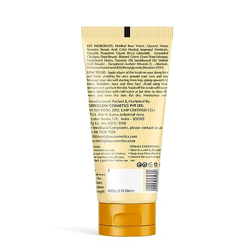 Image of NutriGlow Natural's Ubtan Face & Body Scrub with Besan, Moong Powder for Tan Removal, 100g