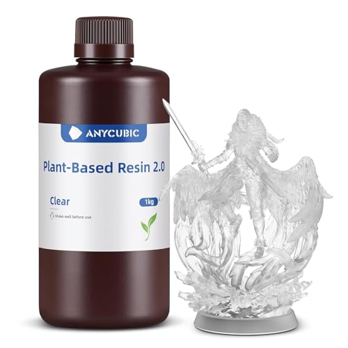Image of 3IDEA Plant-Based 3D Printer Resin 2.0, 405nm Plant-Based Rapid Resin 2.0, Low Odor, Photopolymer Resin for LCD 3D Printing,1kg Clear