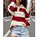 Rugby Shirt Women Striped Collared Long Sleeve Rugby Polo Shirts Oversized Stripes Color Block Sweatshirt Y2K Vintage Pullover Jersey Top Fall Trendy