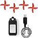 NEHEME Kit Accessori Batteria Drone per Mini Drone NH330, 1Pc 3.7V 300mAh Batteria Li-Po Ricaricabile Modulare, 4 Eliche di Ricambio - Rosso