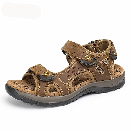 Leather Men's Sandals Outdoor Walking Treking Casual Shoes Hiking Men Slippers Beach Wading Shoes(47)