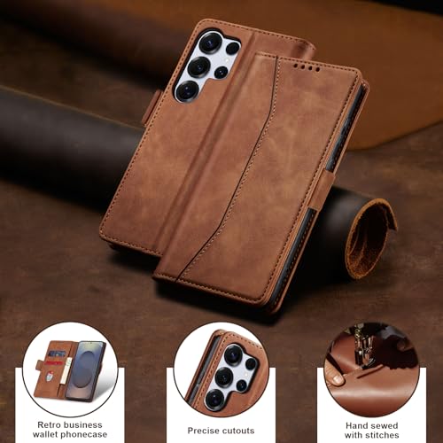 Jasonyu Flip Wallet Case for Samsung Galaxy S25 Ultra,Brown - image 7