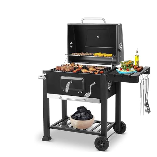 バーベキュー コンロ グリル 炭火焼き 焚き火台 温度計付き 大型 BBQ