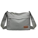 Bolsas transversais para mulheres, bolsa de ombro pequena nylon simples com zíper, leve, casual, simples, adequada para viagens diárias, Cinza, Medium, Lx11-b-0028-03