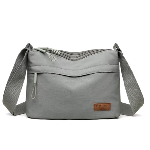 Bolsas transversais para mulheres, bolsa de ombro pequena nylon simples com zíper, leve, casual, simples, adequada para viagens diárias, Cinza, Medium, Lx11-b-0028-03