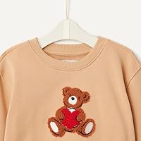 Amazon Essentials x Sofia Grainge Unisex Babies' Sweatshirt & Sweatpant Set, Light Camel Big Bear Heart, 24 Months — image 4