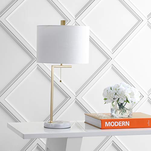 Jonathan Y Jyl1043A Alyssa 24.5" Metal/Marble Led Table Lamp Contemporary Bedside Desk Nightstand Lamp For Bedroom Living Room Office College Bookcase Led Bulb Included, Brass Gold/White #TOP2