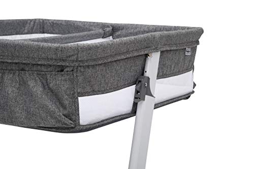 Simmons Kids By The Bed City Sleeper Bassinet For Twins - Adjustable Height Portable Crib With Wheels & Airflow Mesh, Grey Tweed #TOP7