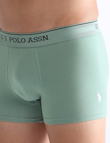 Image of U.S. Polo ASSN. Mens OET15 Mid Rise Solid Underwear Trunks - Pack of 3