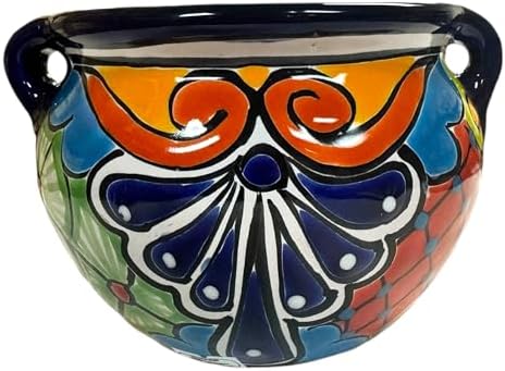 Talavera Michoacana Planter Pot Folk Art Mexican Pottery Hand Pai...