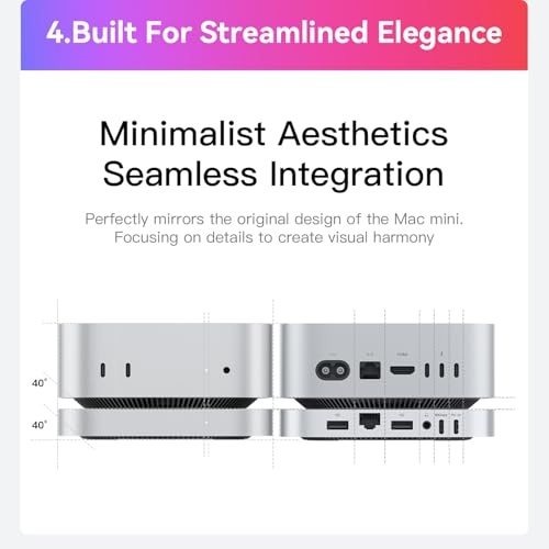 Image of Mate Mini-B for Mac mini M4 Dock,80Gbps Aluminum Alloy Stand with M.2 PCle SSD Solt (up to 8TB), USB-C*1、USB-A 3.0 * 2、2.5G LAN*1、SD4.0 * 1、Type-C(PD3.0)*1, Computer Peripheral Devices