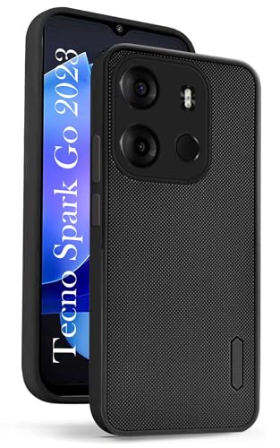 Jkobi Back Case Cover for Tecno Spark Go 2023 (Textured Grip Design | Camera Protetion | Slim and Light Weight | Soft Touch and Feel | Black)