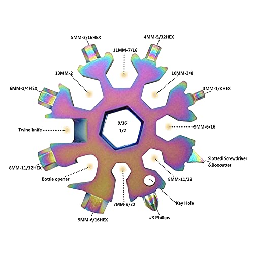 Snowflake Multi Wrench Tool，18-In-1 Keychain Multitool Pocket Tool Is Easy To Carry For Outdoor Camping And Christmas Snowflake (Purple) #TOP1