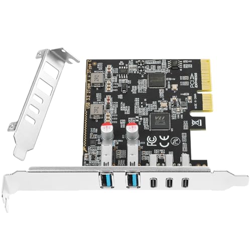Jorkar PCIe to USB C/A 3.2/3.1 Gen 2 Expansion Card, 5 Ports (3X Type C - 2X Type A) 10+10Gbps, USB C PCIe Card for PC Internal Hub, PCI-E Add-On Adapter Host Controller