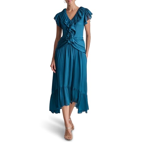 Robe Midi DKNY Coupe Volantée Fluide pour Affiner la Silhouette Féminine