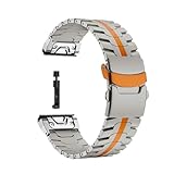 QuickFit 22 26 mm Titanarmband for Garmin Fenix ​​8 51 mm 7 7X 6 6X Pro Titan-Metallband for Garmin Fenix ​​5 5X Plus-Armband(NO.1 Titanium Orange,26mm For Fenix 7X 7XPro)