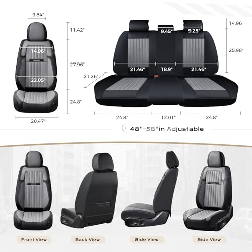 Image of Coverado Car Seat Covers Front Seats, Seat Covers for Cars, Car Seat Protector, 2-Pack Car Seat Cushion Nappa Leather, Waterproof Seat Covers Carseat Cover Universal Fit for Most Cars(Black&Gray)