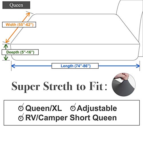 Stretch Queen Fitted Sheet Only - Non-Slip & Snug Fit For Queen, Rv Short Queen Or Queen Xl Size Mattress (Deep: 5" To 16"), Jersey Knit & Ultra Soft - Light Gray #TOP5