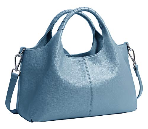 Iswee Genuine Leather Shoulder Bag Purses for Women Satchel Bags Ladies Crossbody Bags Ladies Handbags Women's Top-handle Handbags Summer (Light Blue) - Thumbnail 7