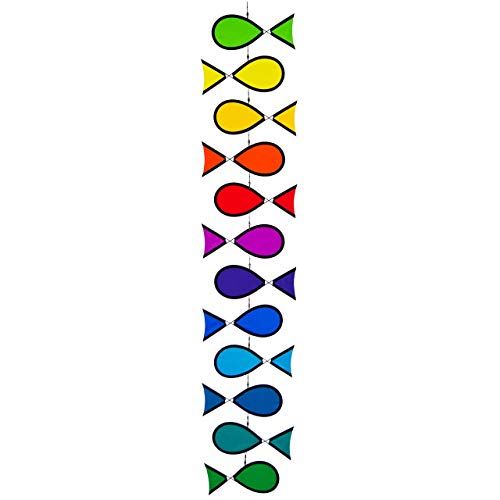 Preisvergleich Produktbild CIM Windspiel - Tambouri REGENBOGENFISCHE - UV-beständig und wetterfest - Abmessungen: 20x8cm je Fisch (12 Stück) - inkl. Wirbelkarabinerclip und Schnur