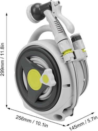 Image of Garden Retractable Hose Reel Portable Simple Home Hose Reel 45+5 FT with 7 Patterns Spray Nozzle Any Length Lock Watering Equipment for Garden Watering Car Washing Pet (GREY)