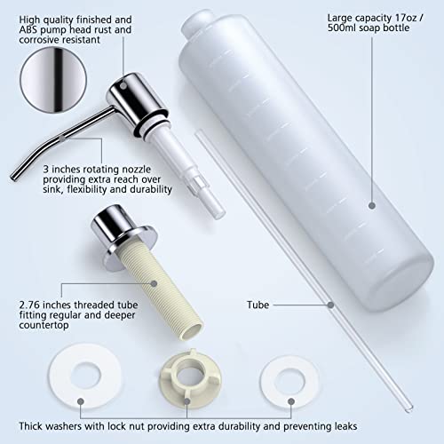 Lepo Soap Dispenser For Kitchen Sink Polished Chrome, Built In Soap Dispenser Or Stainless Steel Countertop Pump Lotion Dispenser With Large 17 Oz Bottle Refill From The Top Bar Sink Soap Dispenser #TOP4