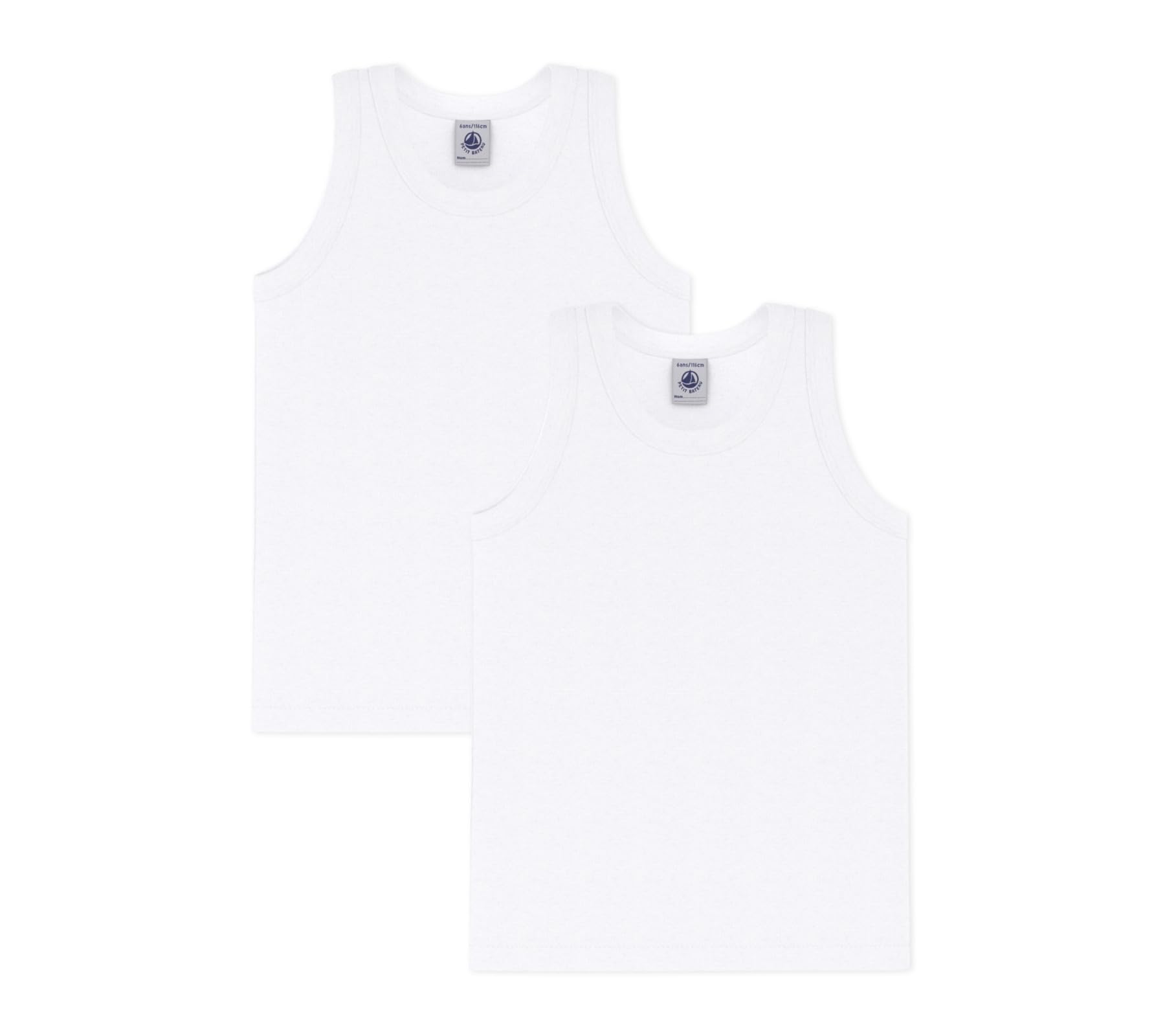 Petit Bateau Pack Of 2 Vest Tops In Cotton White 10Y (138Cm)
