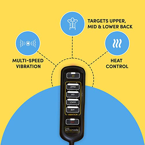Vibration Massage Cushion with Heat | Multi-Speed for Home, Office or Car | Portable Travel Back and Seat Pad for Chair with Controller | Auto Adapter Included | Black - Thumbnail 2