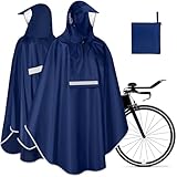 NEWIROVE Regenponcho Fahrrad, Wasserdicht Regencape Herren Damen Regenponcho Fahrrad Regenbekleidung Mit Reflektoren Und Sichtfenster Leichte Fahrradponcho Für Nachtfahrten & Outdoor, Blau