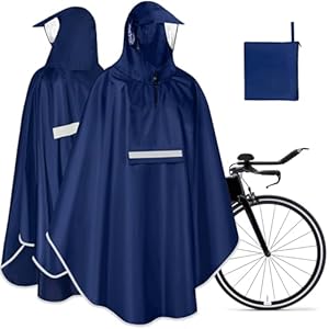 NEWIROVE Cape Pluie Velo Portable Léger Poncho Pluie Velo Imperméable Vêtements Avec Reflechissant Unisexe Poncho Pour Homme Femme, Bleu