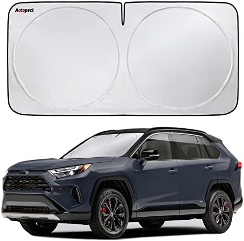 Autopect Car Windshield Sun Shade, Foldable Sun Blocker for Car, Truck, SUV Automotive Interior Sun Protection, Reflective Car Shade for Front Windshield with Mirror Cut-Out Keeps Car Cool (Medium)